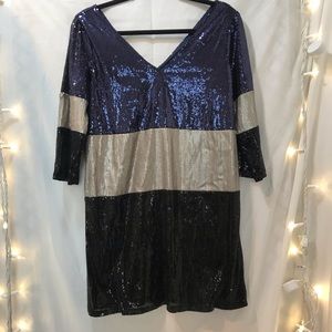 WORN1️⃣ time! Black silver & darkblue sequin dress
